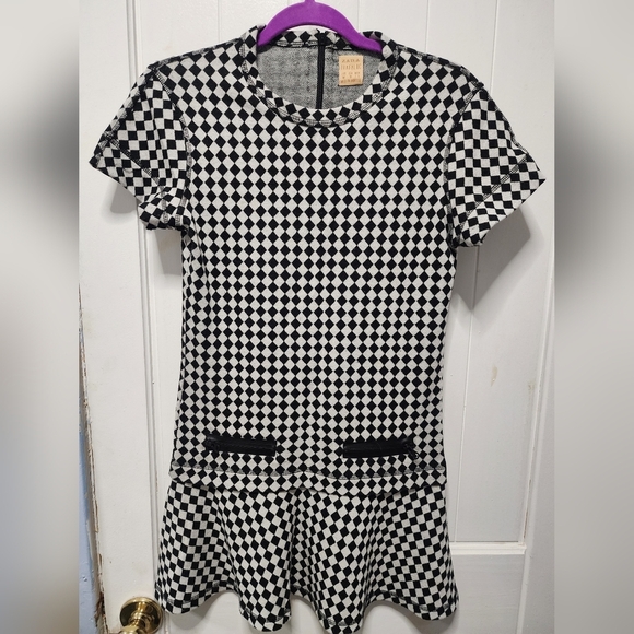 Zara Black And White Checkered Mini Dress Size M - Picture 2 of 9